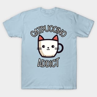 Catpuccino Addict - Cat and Coffee Lovers T-Shirt